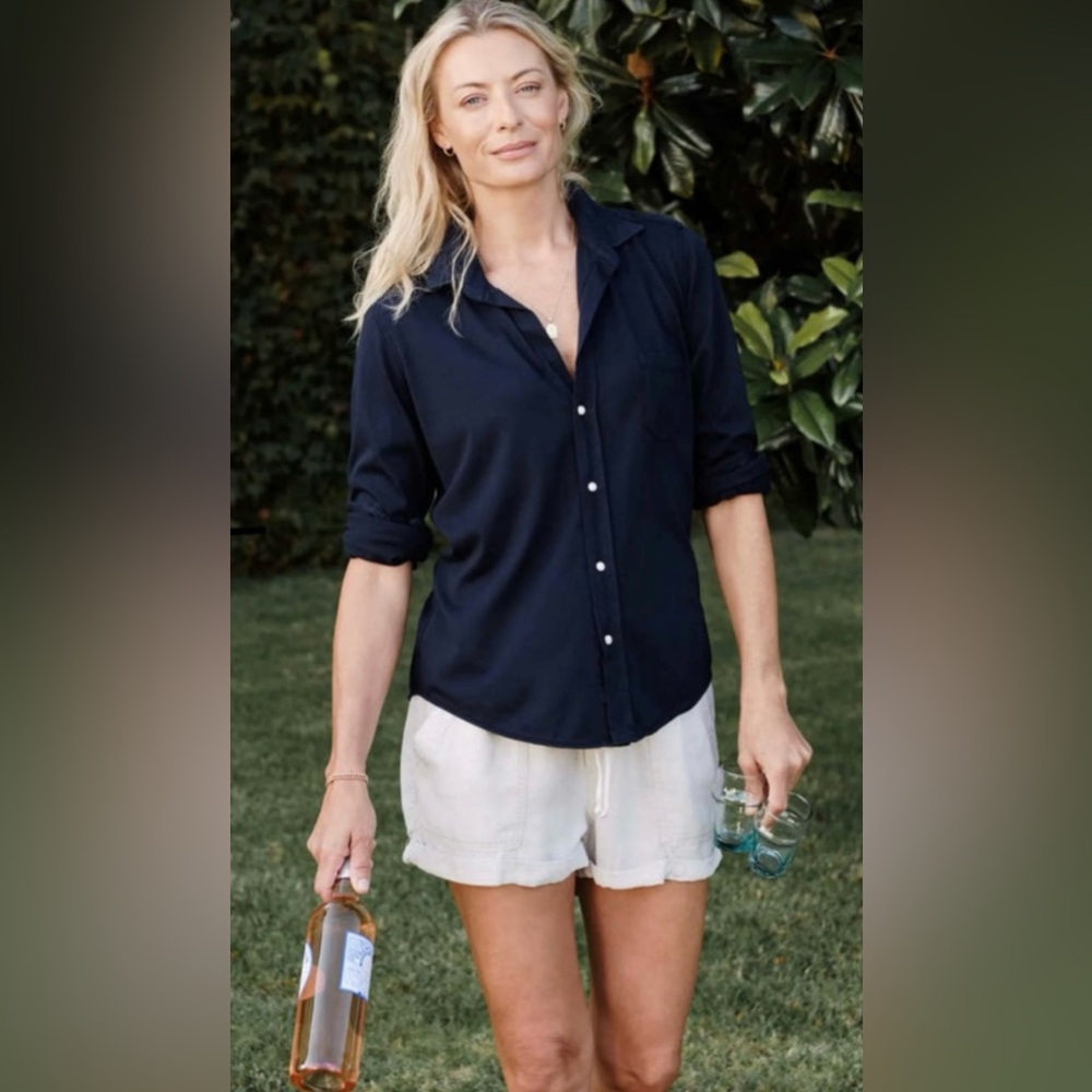 Frank & Eileen Barry Black Knit Long Sleeve Button Down